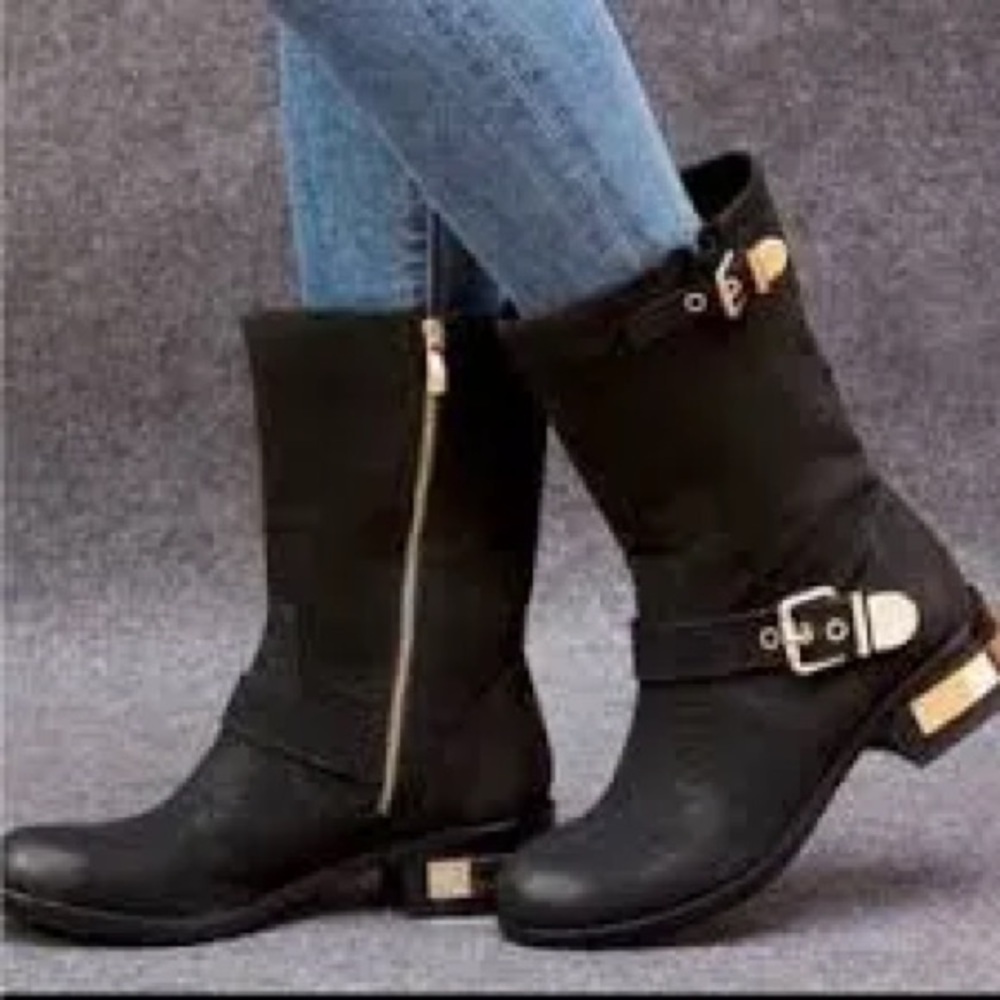 Vince Camuto Windy Black Magico Moto Boots New in Box Size 6.5